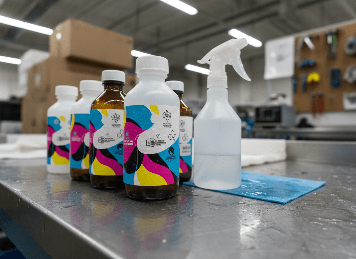 Waterproof specialty labels demonstrating durability on synthetic substrates