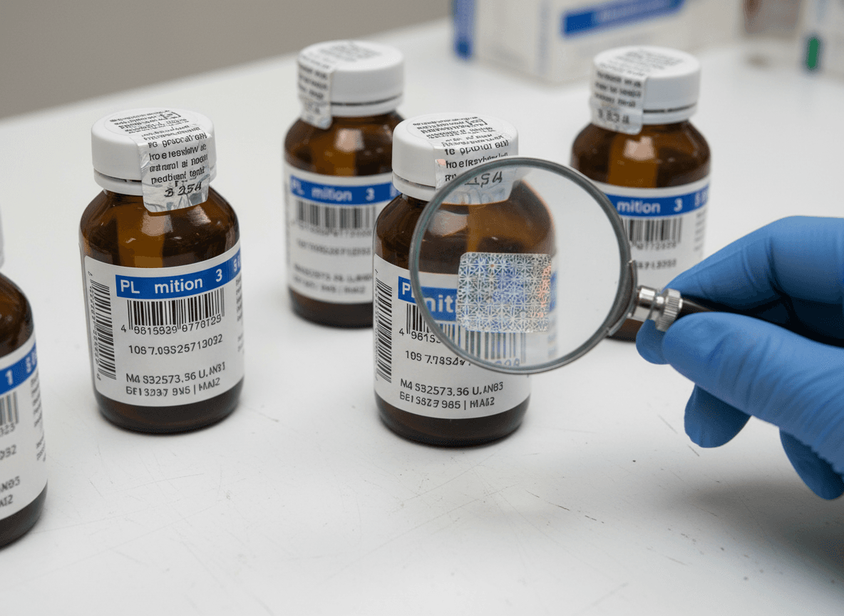 Tamper-evident pharmaceutical labels with serialization verification