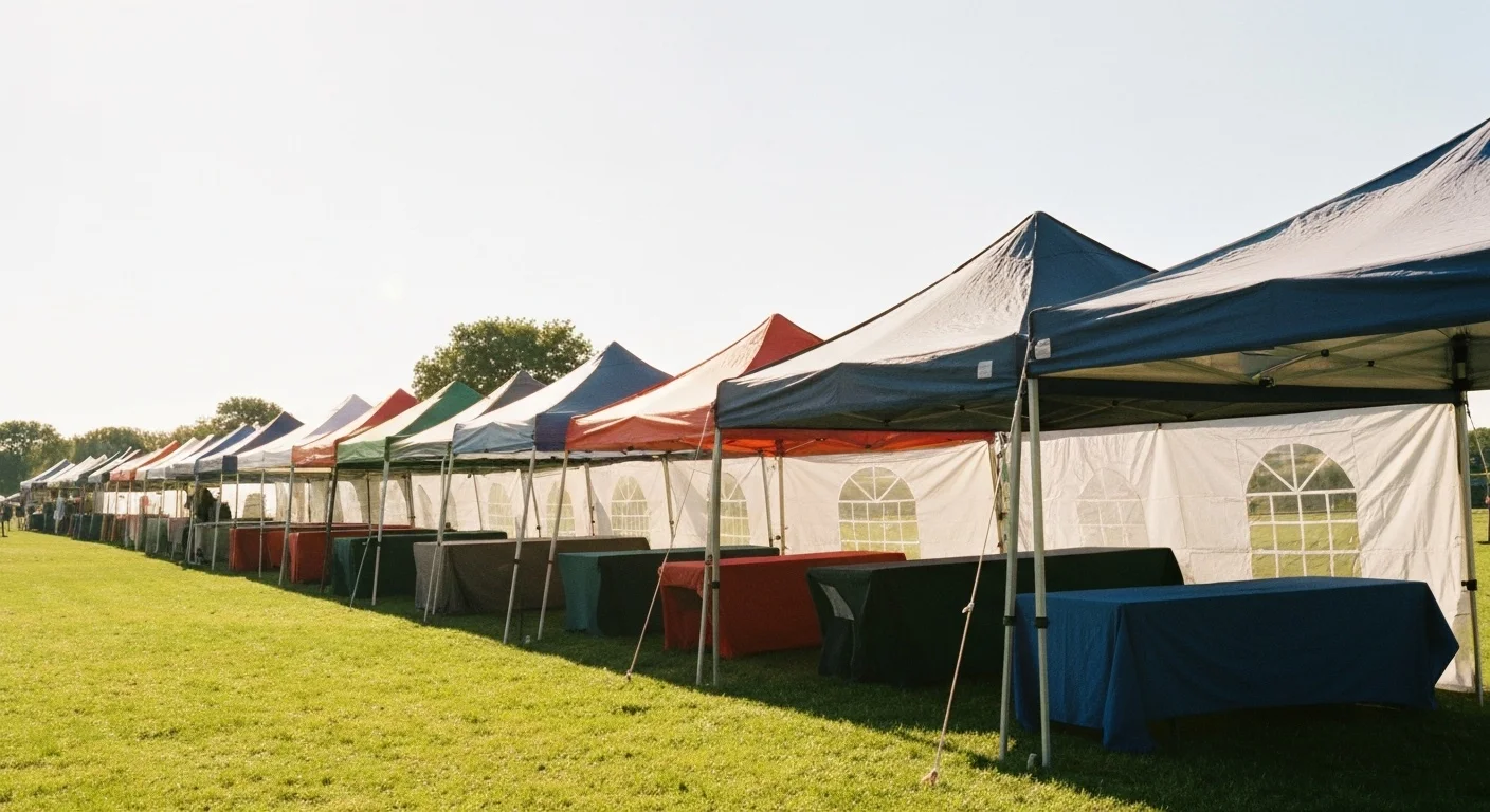 Custom branded canopies at outdoor festival