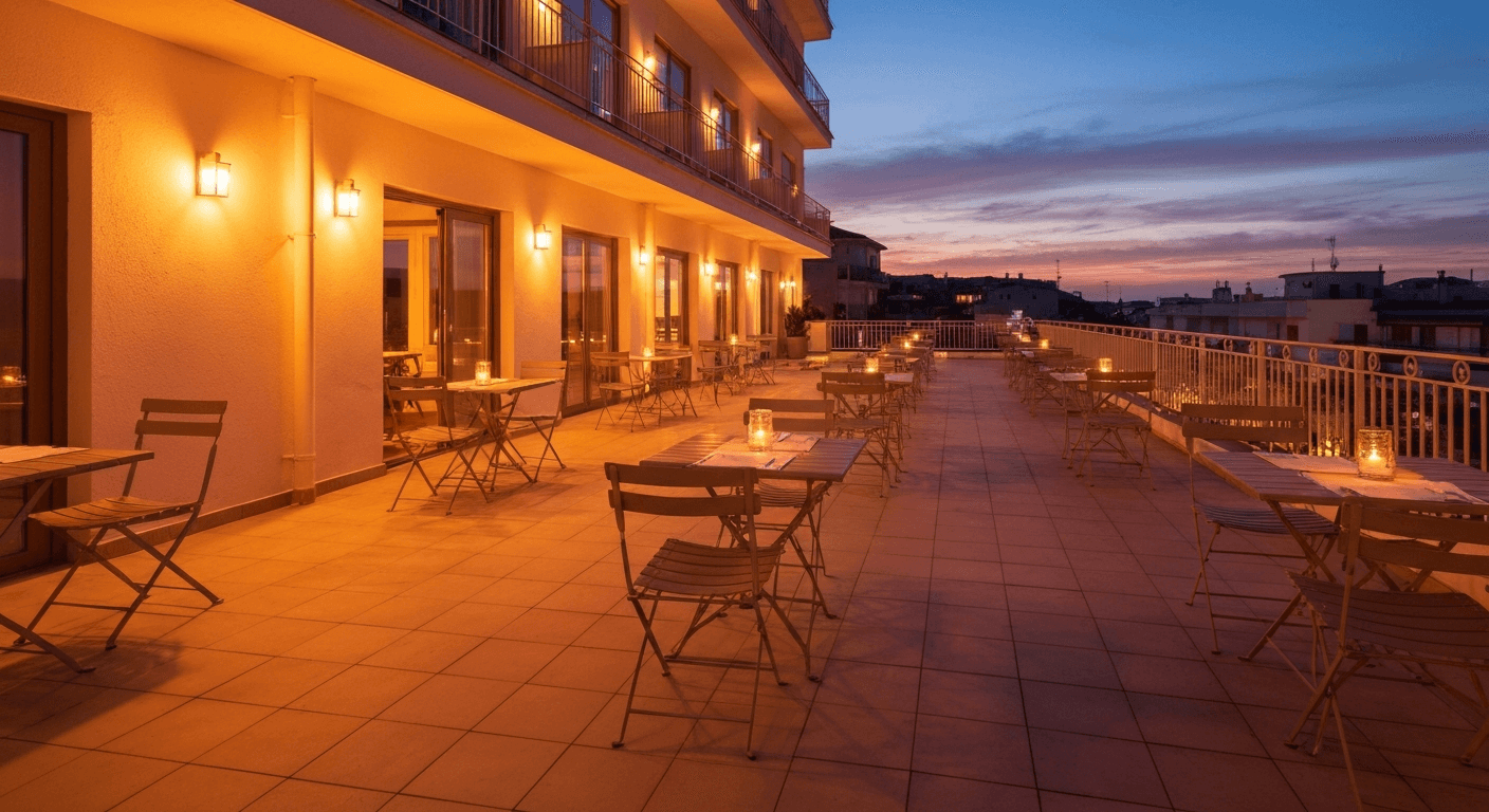 Event setup with branded canopies and seating