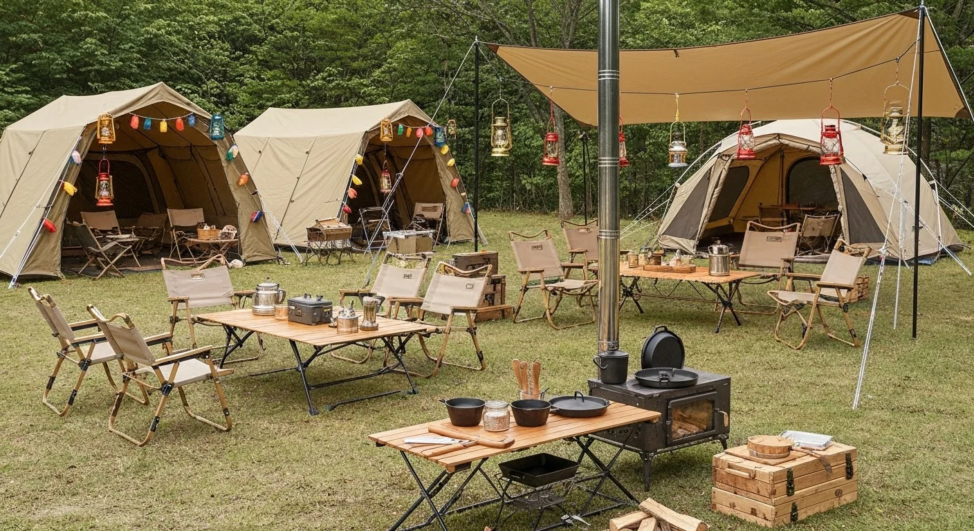 Complete campsite equipment setup