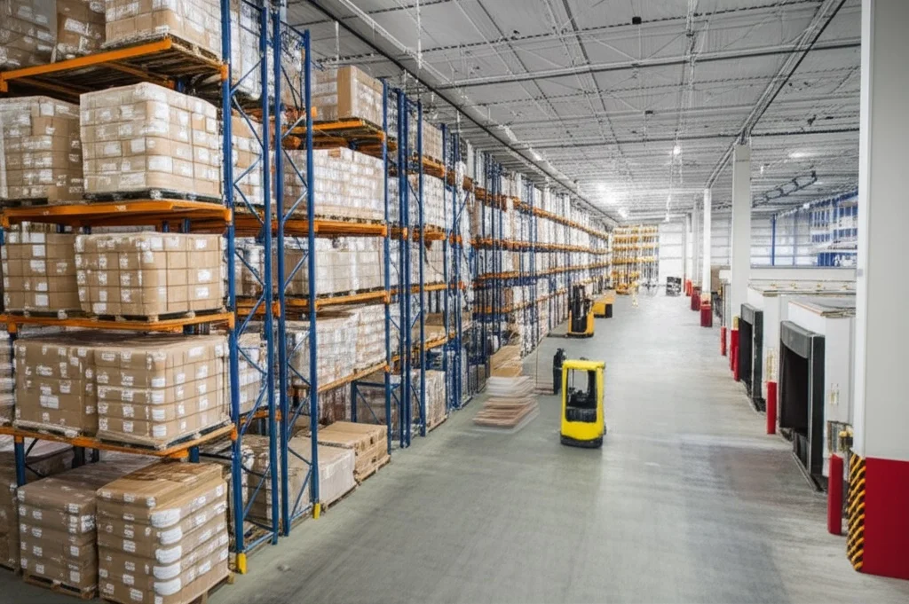 Warehouse receiving area for bulk outdoor equipment orders