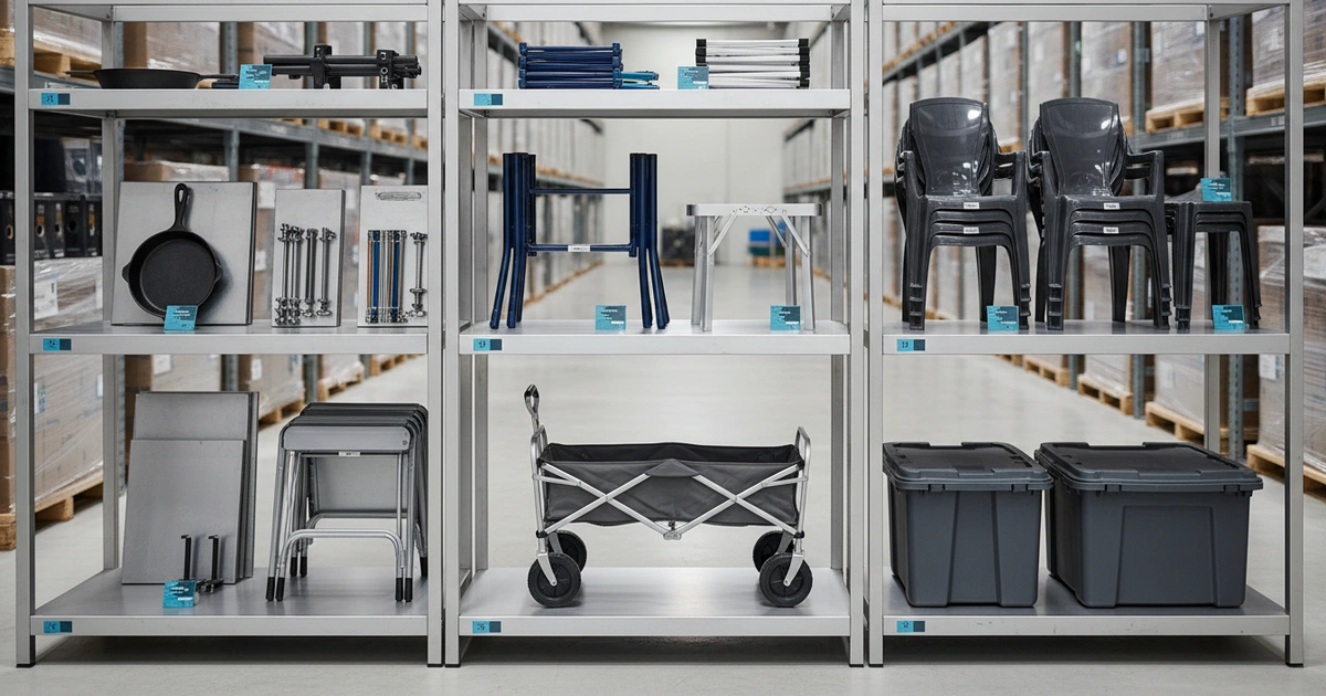 Comparison: Material Alternatives — Steel frames offer 99% FBA pass rate and 2% returns vs resin's 78% and 8%