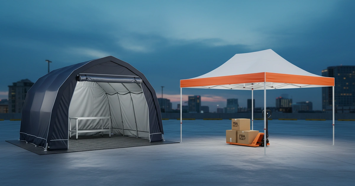 Guide: outdoor work tent — 600D Oxford steel-frame outdoor work tent: 40 mph wind resistance, UPF 50+, 2000