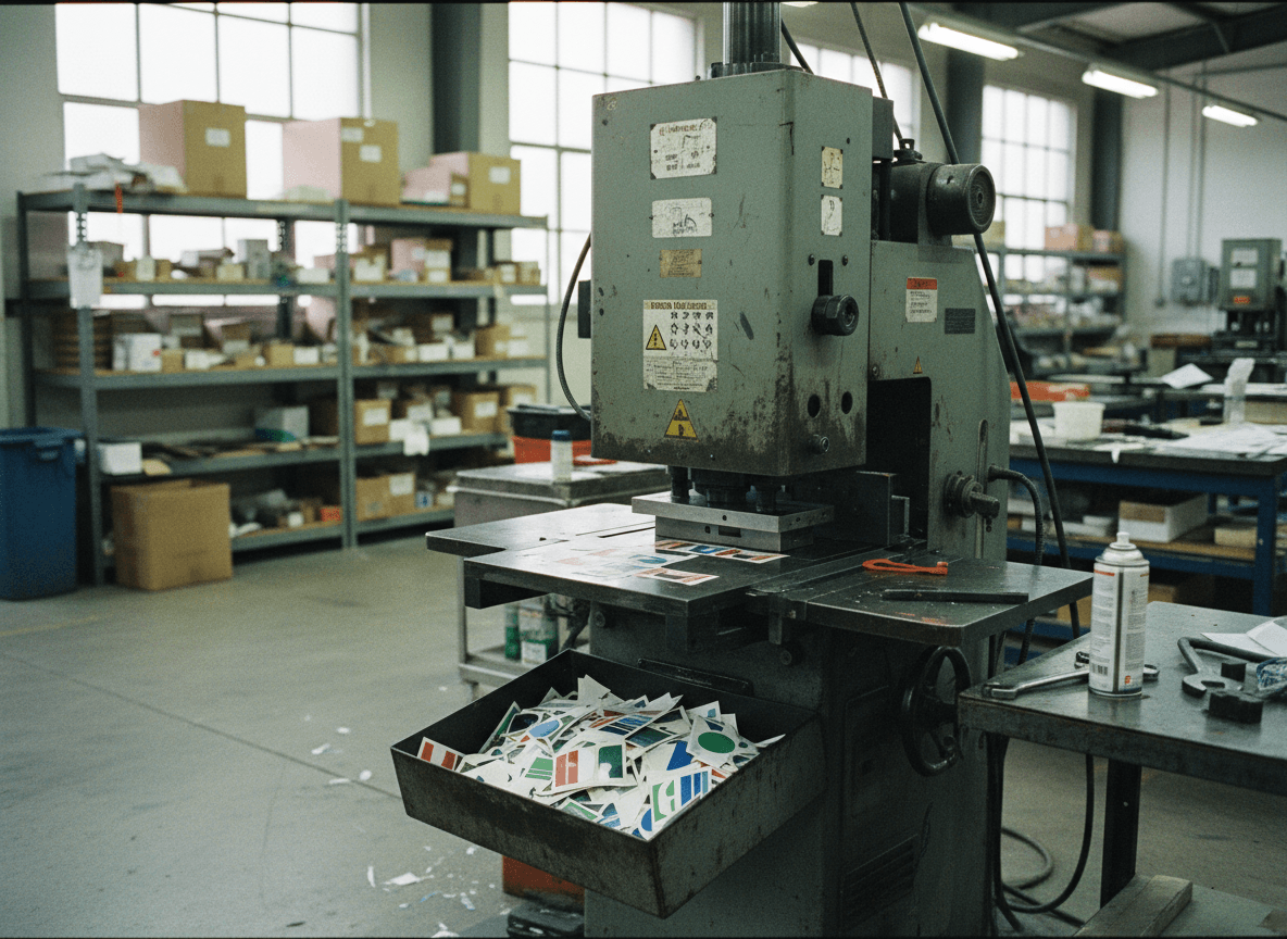 Precision die-cutting process for custom-shaped labels and packaging