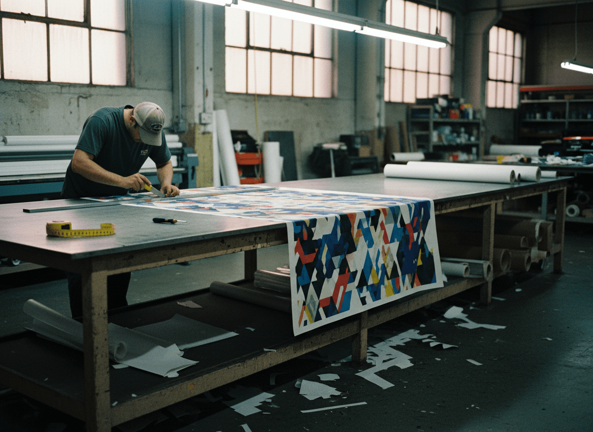 Large format trade show display and retail signage production on wide-format printer