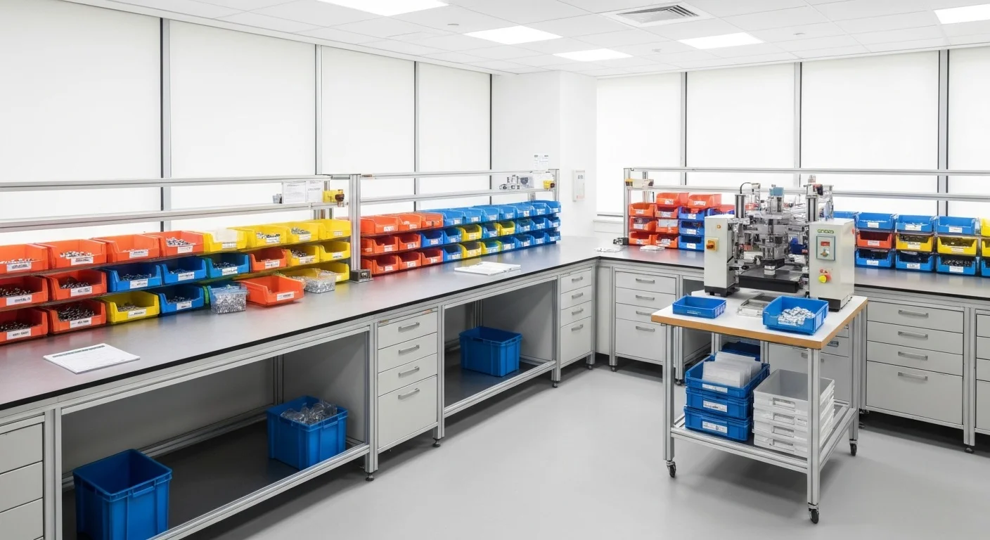 Outdoor accessories assembly area in factory