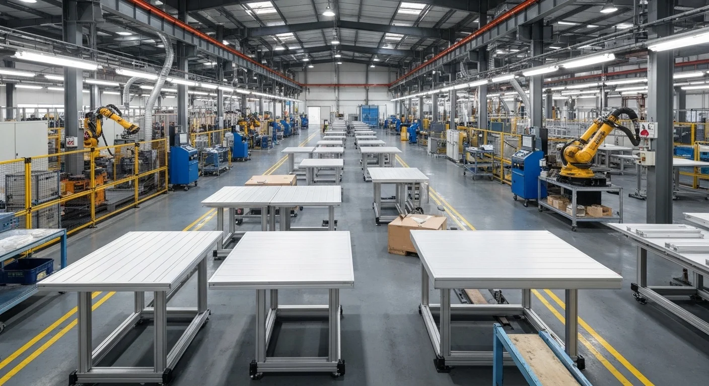 Portable table production line in factory