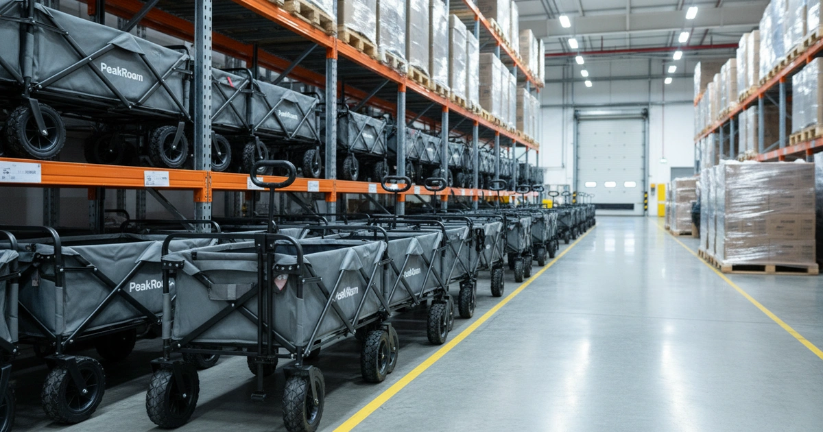 Guide: folding wagons — Folding wagons must pass Amazon's 3-point frame stress test with 180lb+ capacity