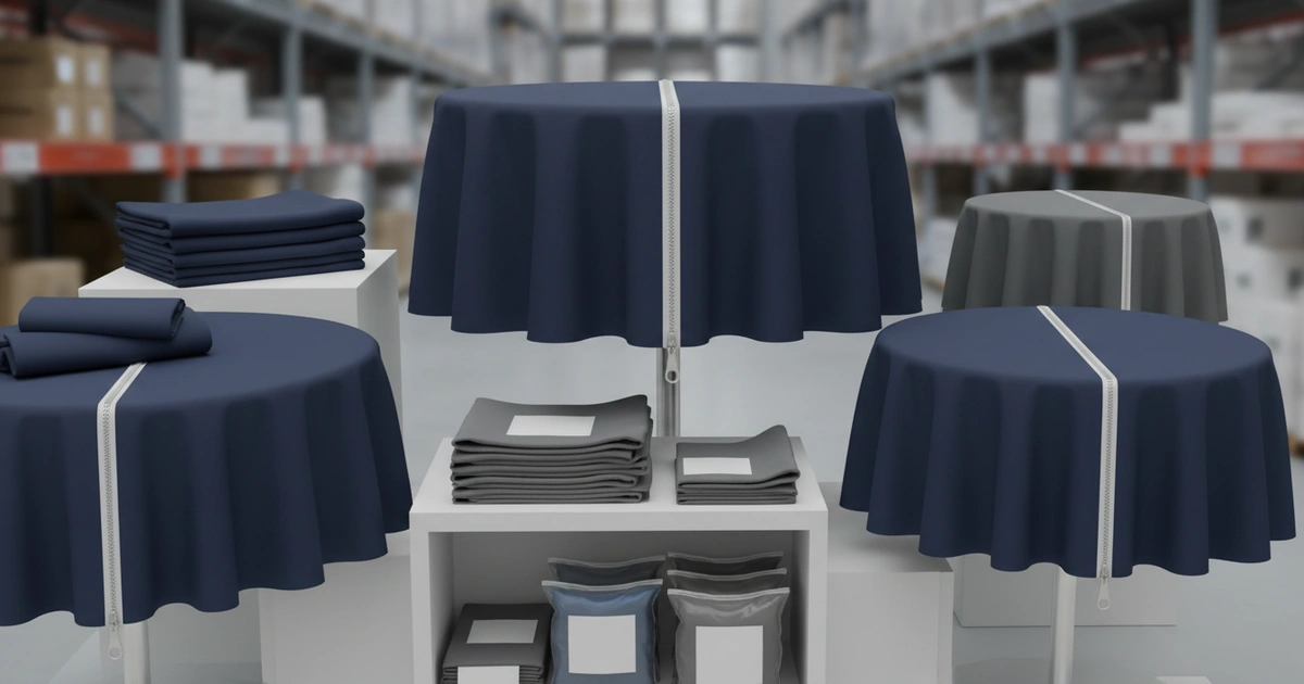 Guide: round table cloth with zipper — Round table cloth with zipper cuts FBA returns 35% vs non-zippered