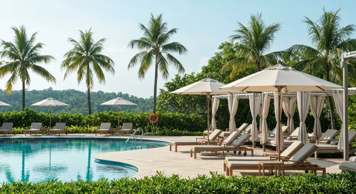 Custom branded outdoor furniture at resort poolside